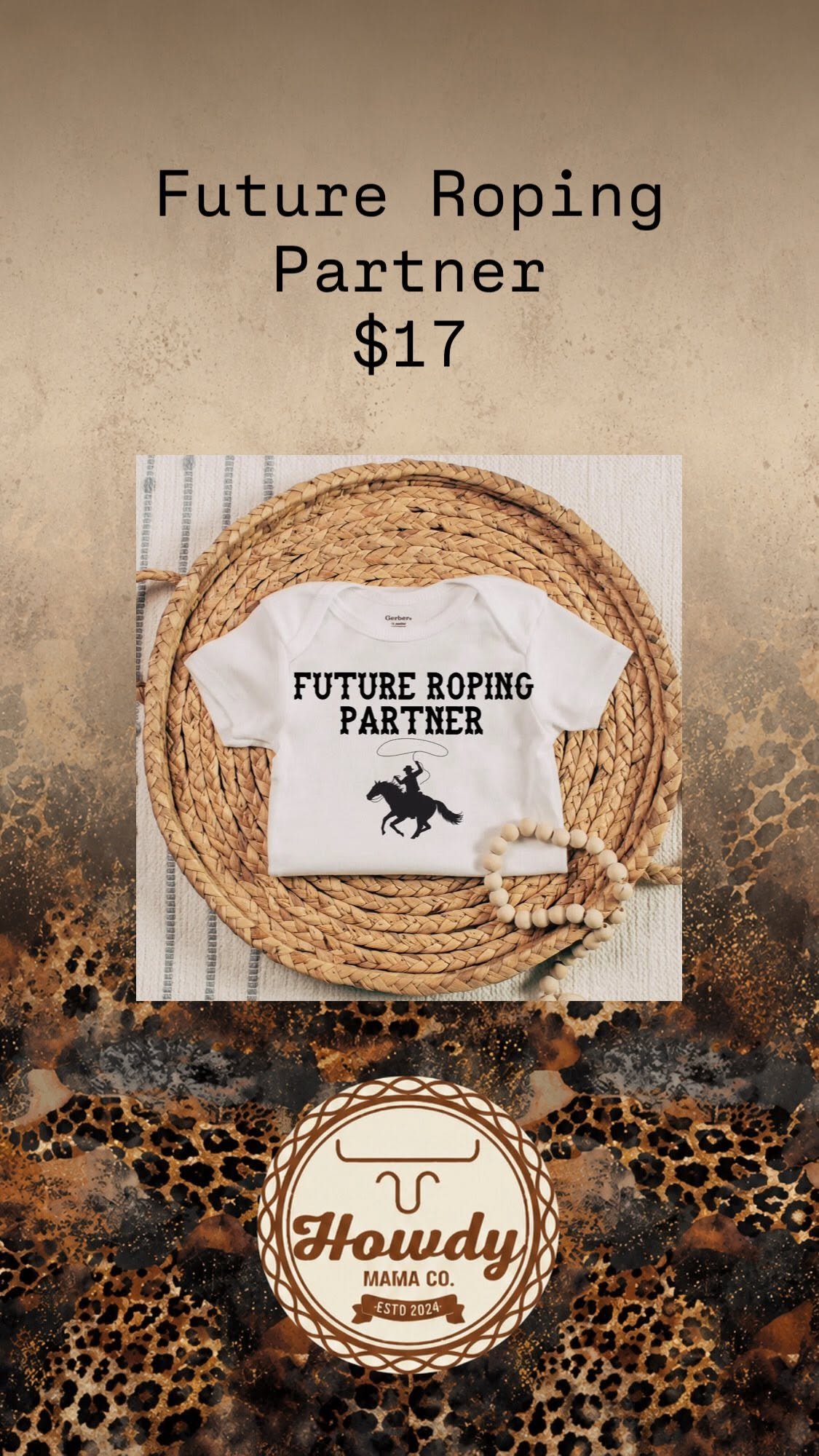 Future Roping Partner onesie with roping cowboy
